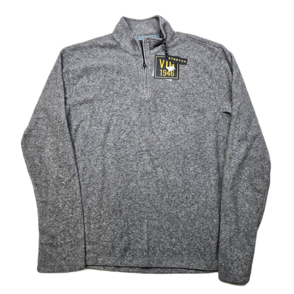 VTG 1946 Soft Brushed Sweater Mens Medium Grey Knit 1/4 Zip Stretch Pullover NEW